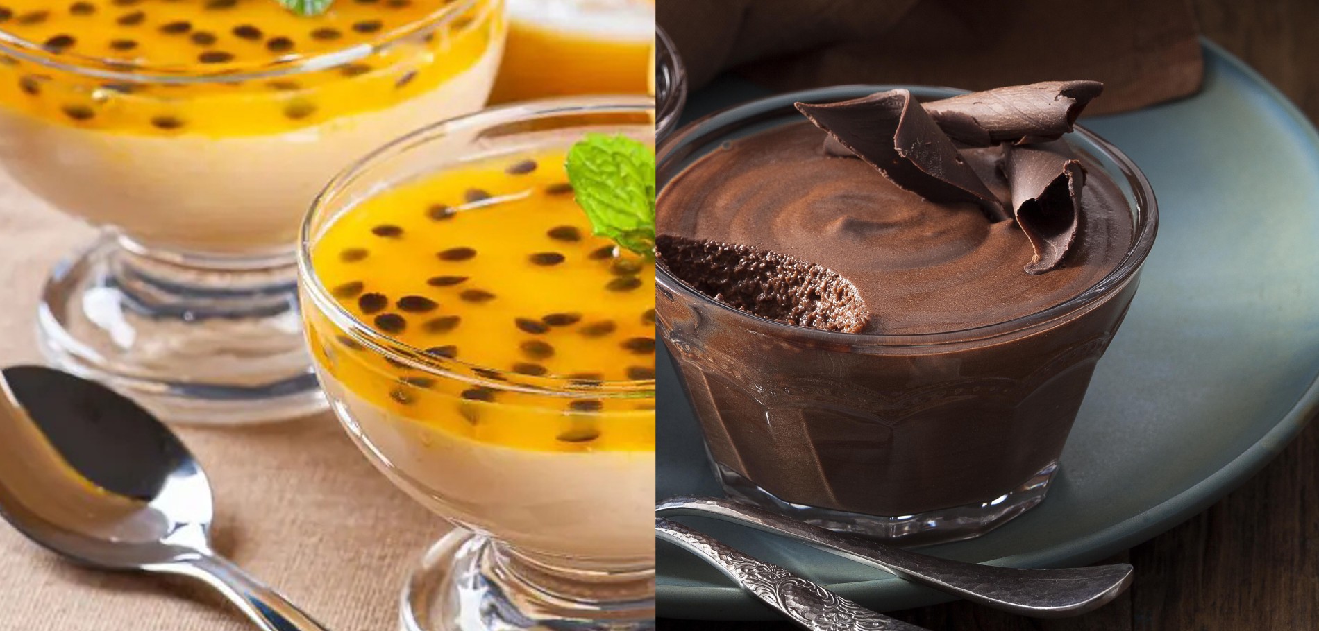 Mousse de Maracujá ou Chocolate