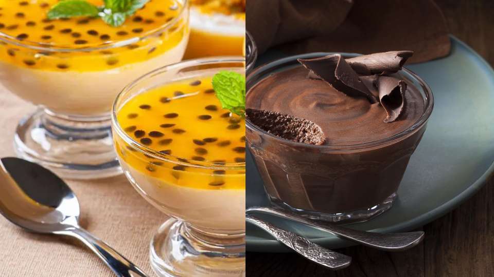 Mousse de Maracujá ou Chocolate
